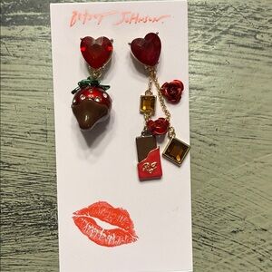 Betsey Johnson Red and Gold Chocolate Earrings